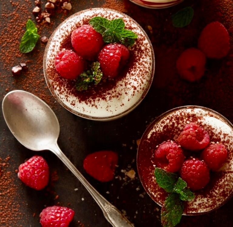 Viral Raspberry Guava Tiramisu Cups (No-Bake Treat!) Overhead shot.