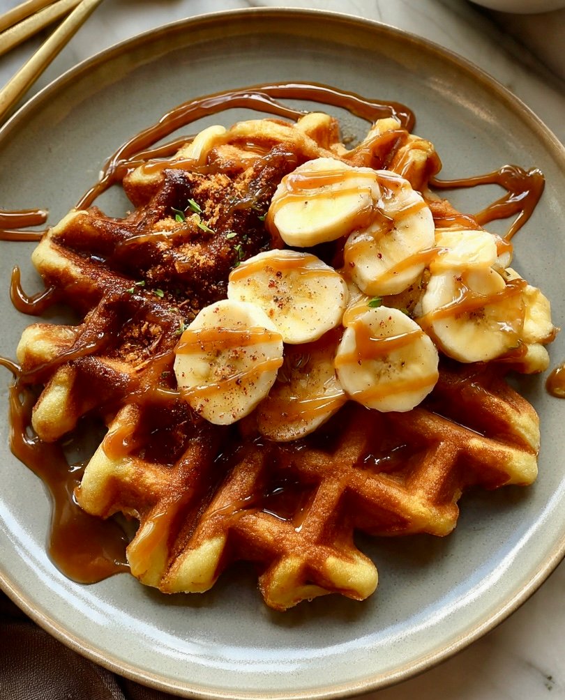 Simple Crispy Banana Croffle with Rich Miso Caramel