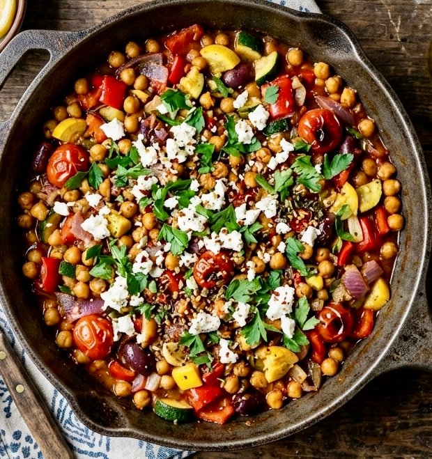 Easy Mediterranean Chickpea Dinner | One Pan