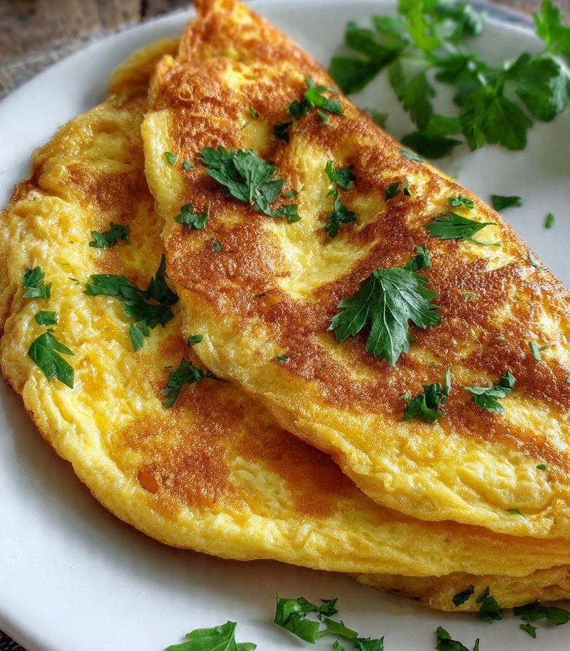 Golden brown 30 Minute Potato-Egg Omelette served on a white plate with cilantro garnish