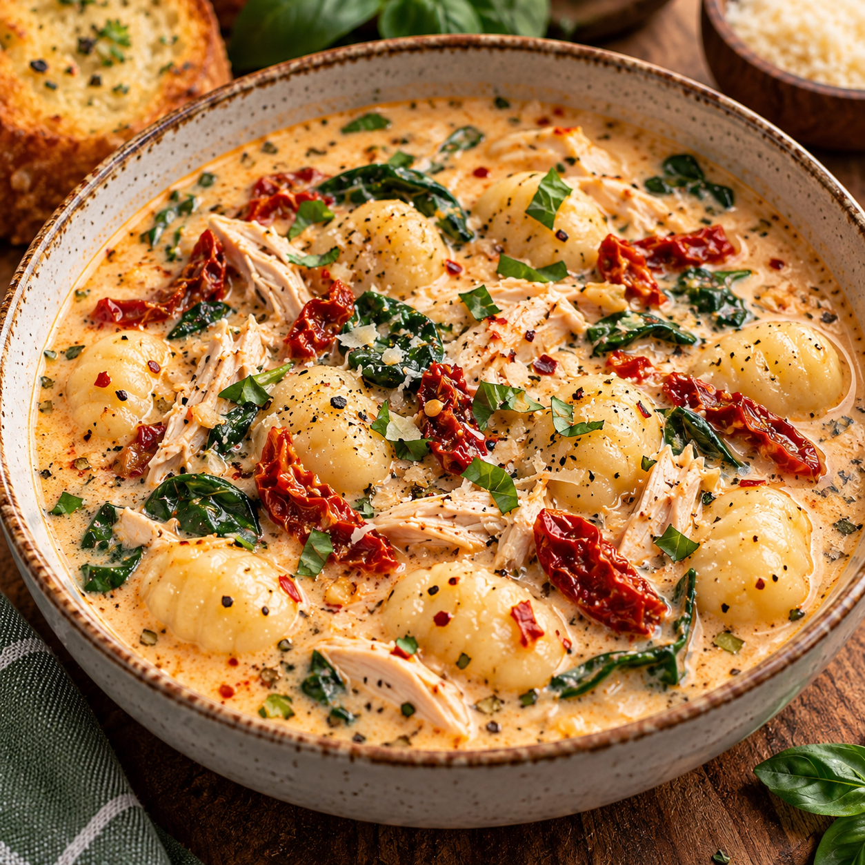 Marry Me Chicken Gnocchi Soup Creamy Marry Me Chicken Gnocchi Soup with tender chicken, potato gnocchi, sun-dried tomatoes, Parmesan cheese, and fresh herbs.